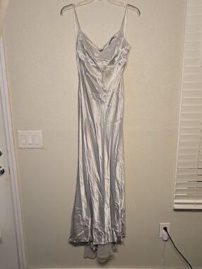 Silky Silver Slip Dress